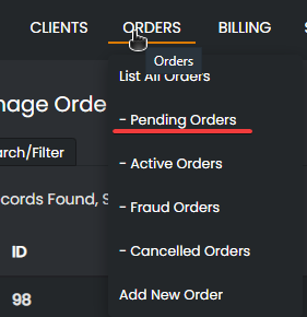 Orders - Pending Orders