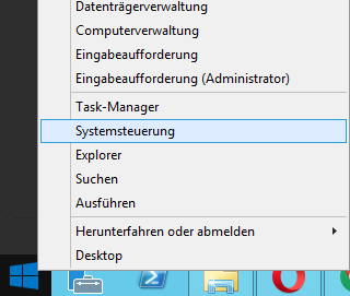 Startmenü - Rechtsklick - Systemsteuerung